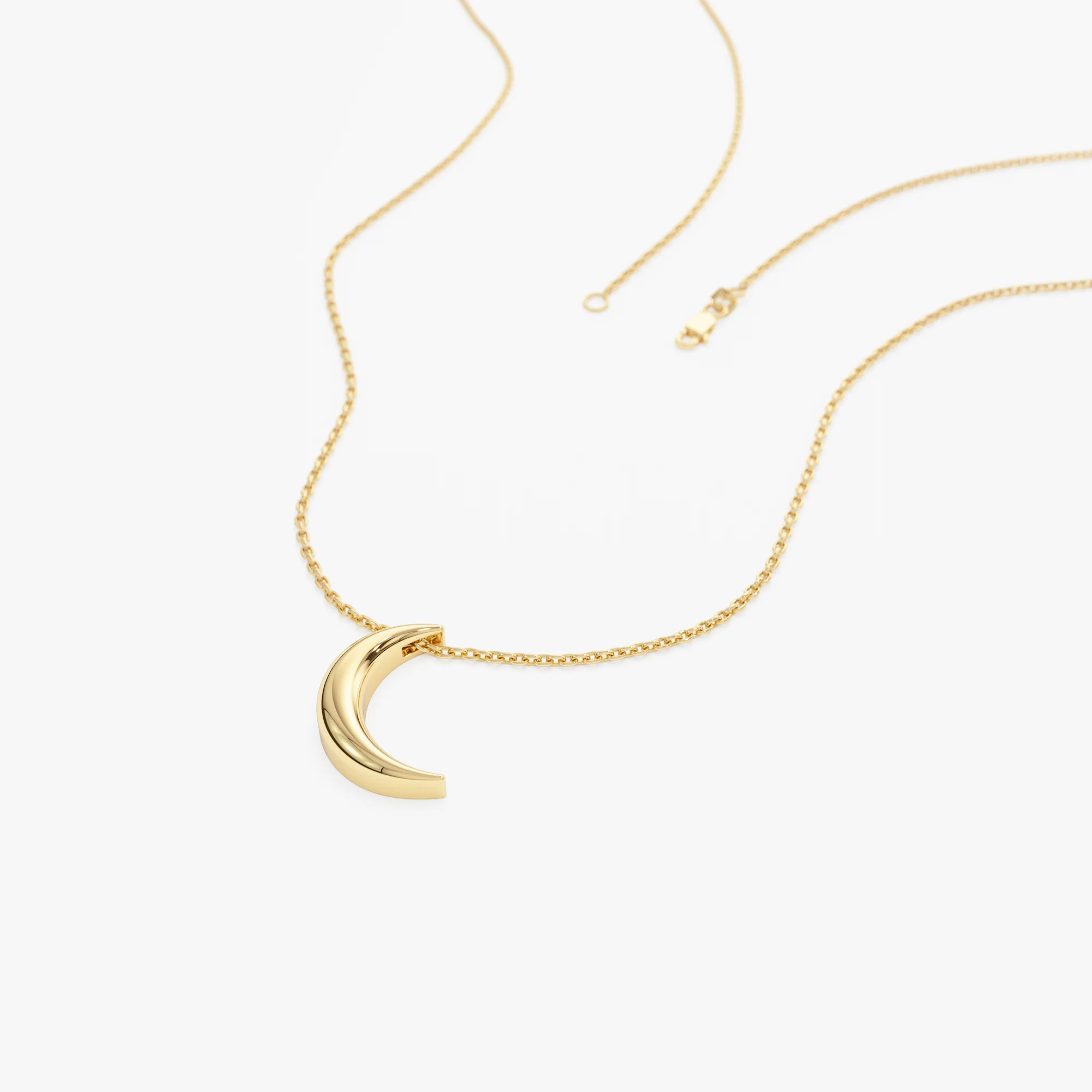 14K Half Moon Crescent Charm Necklace - Image 7