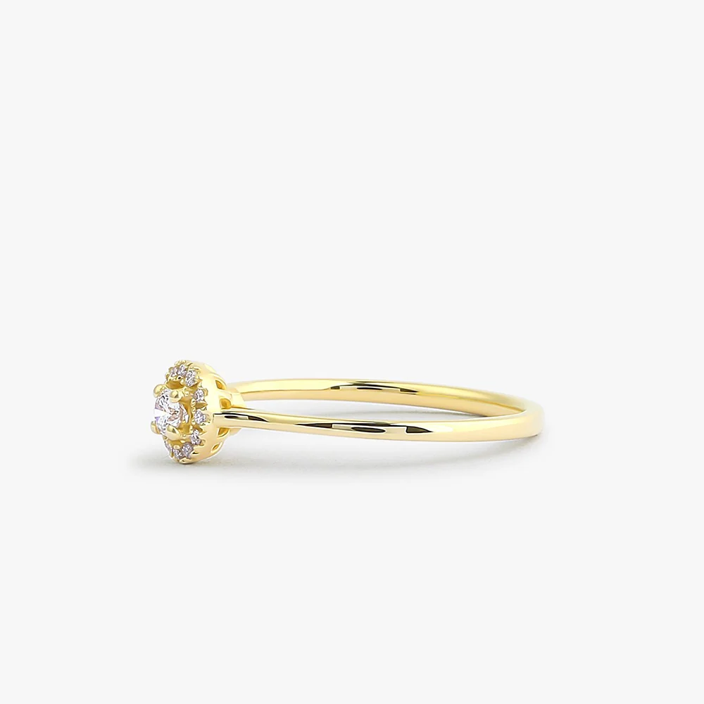 14K Gold Halo Diamond Ring - Image 9