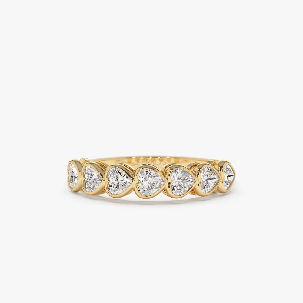 14k Heart Shape Horizontal Bezel Setting Diamond Ring