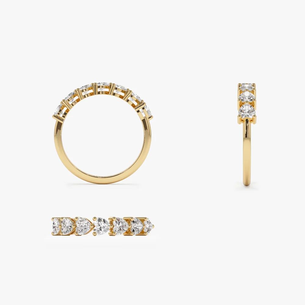 14k Heart Shape Horizontal Prong Setting Diamond Ring - Image 8