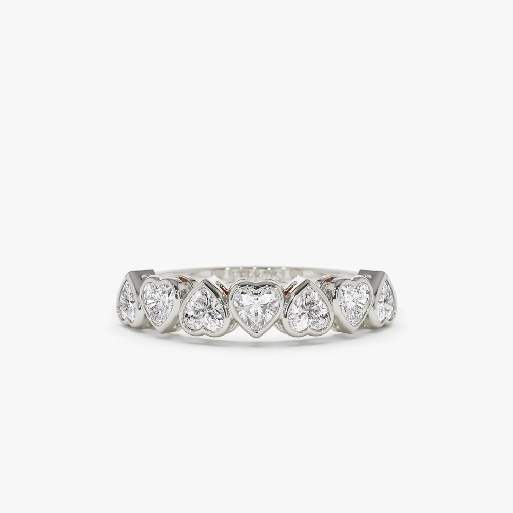 14k Heart Shape Up Down Bezel Setting Diamond Ring - Image 6