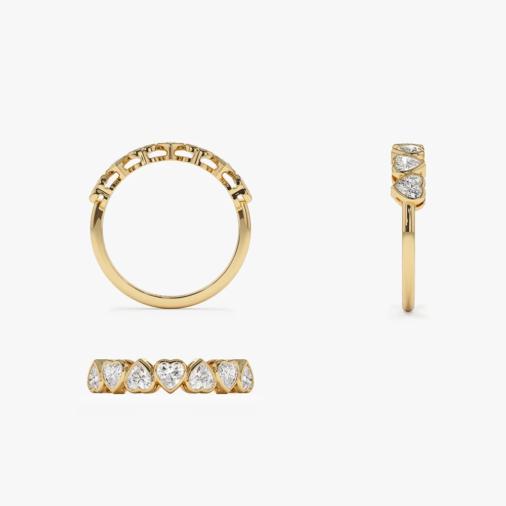 14k Heart Shape Up Down Bezel Setting Diamond Ring - Image 8