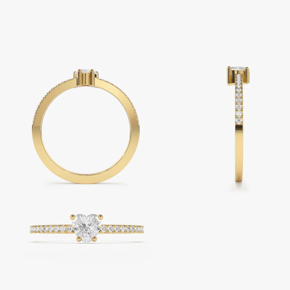 14k Heart-Shaped Diamond Ring - Image 9