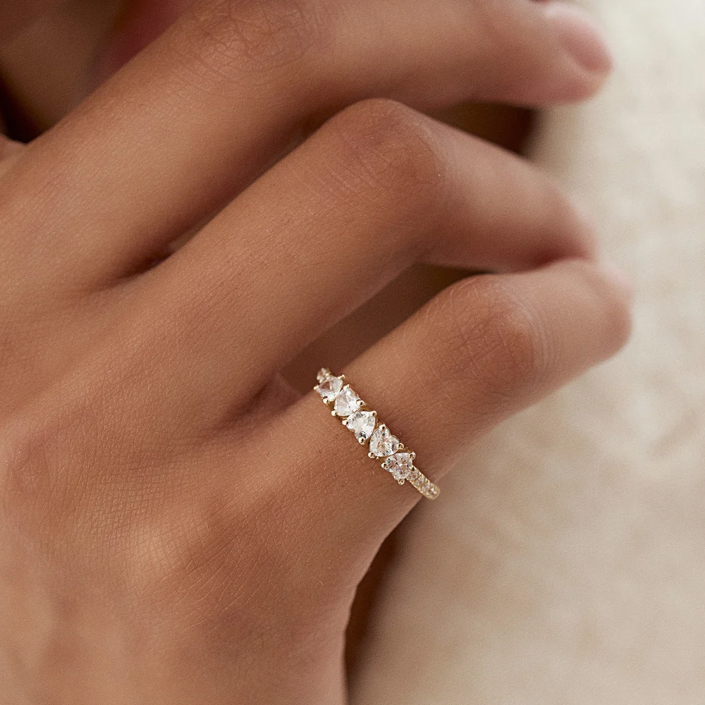 14k Heart Shaped Diamond Ring w/ Pave Diamonds - Image 2