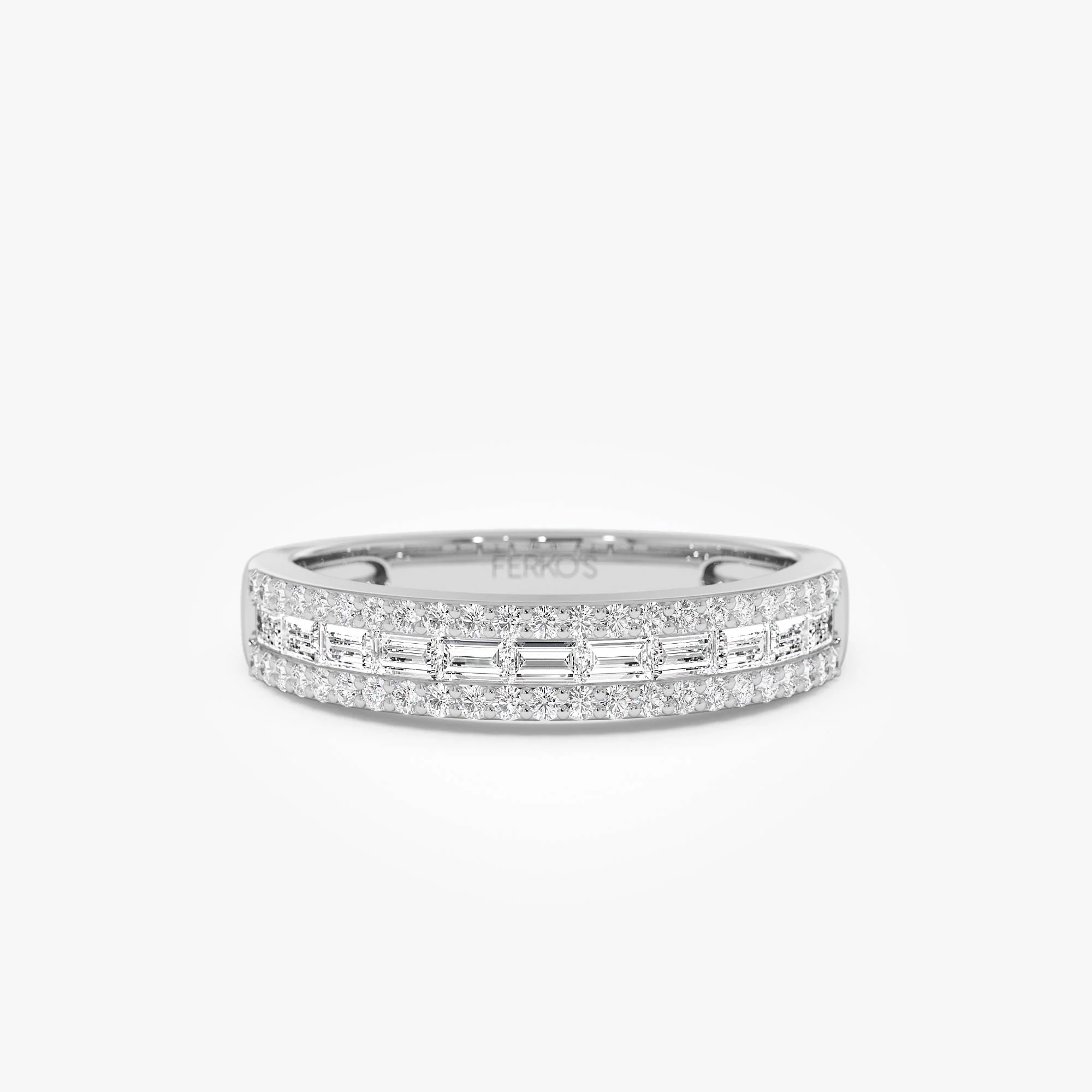 14k Horizontal Set Baguette Diamond Anniversary Band - Image 6
