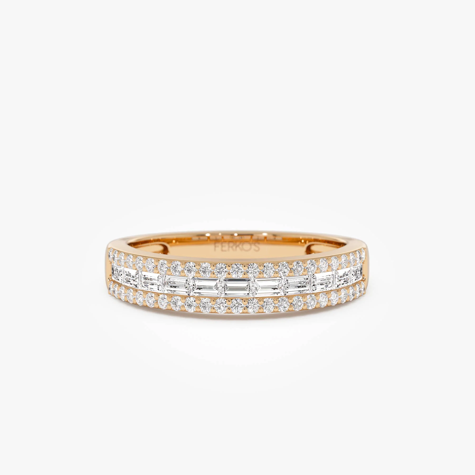 14k Horizontal Set Baguette Diamond Anniversary Band - Image 7