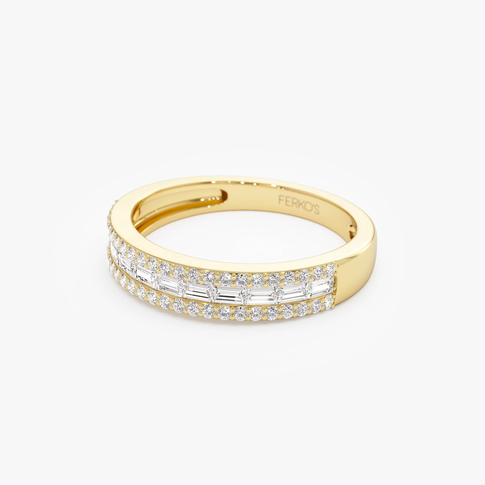 14k Horizontal Set Baguette Diamond Anniversary Band - Image 8