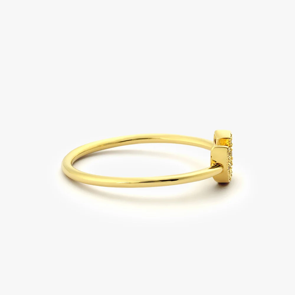 14K Horseshoe Ring with Round Cut White Diamonds - Image 8