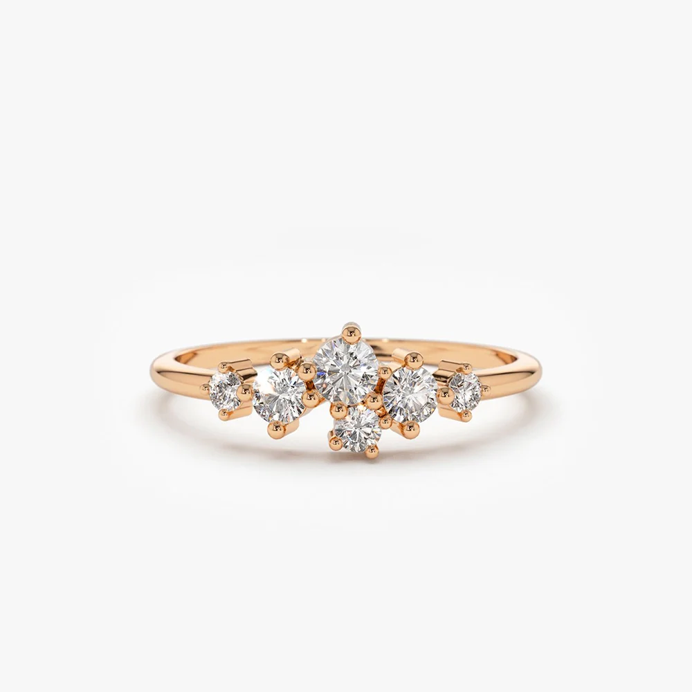 14K Large Diamond Cluster Ring - Image 5