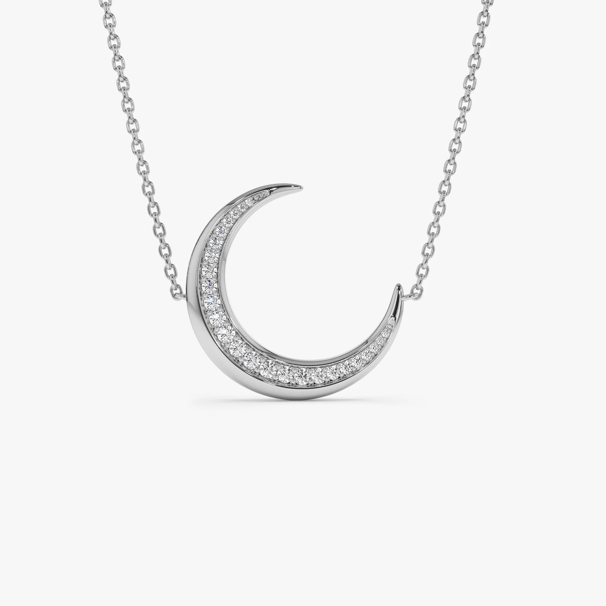14k Large Diamond Crescent Moon Necklace - Image 6