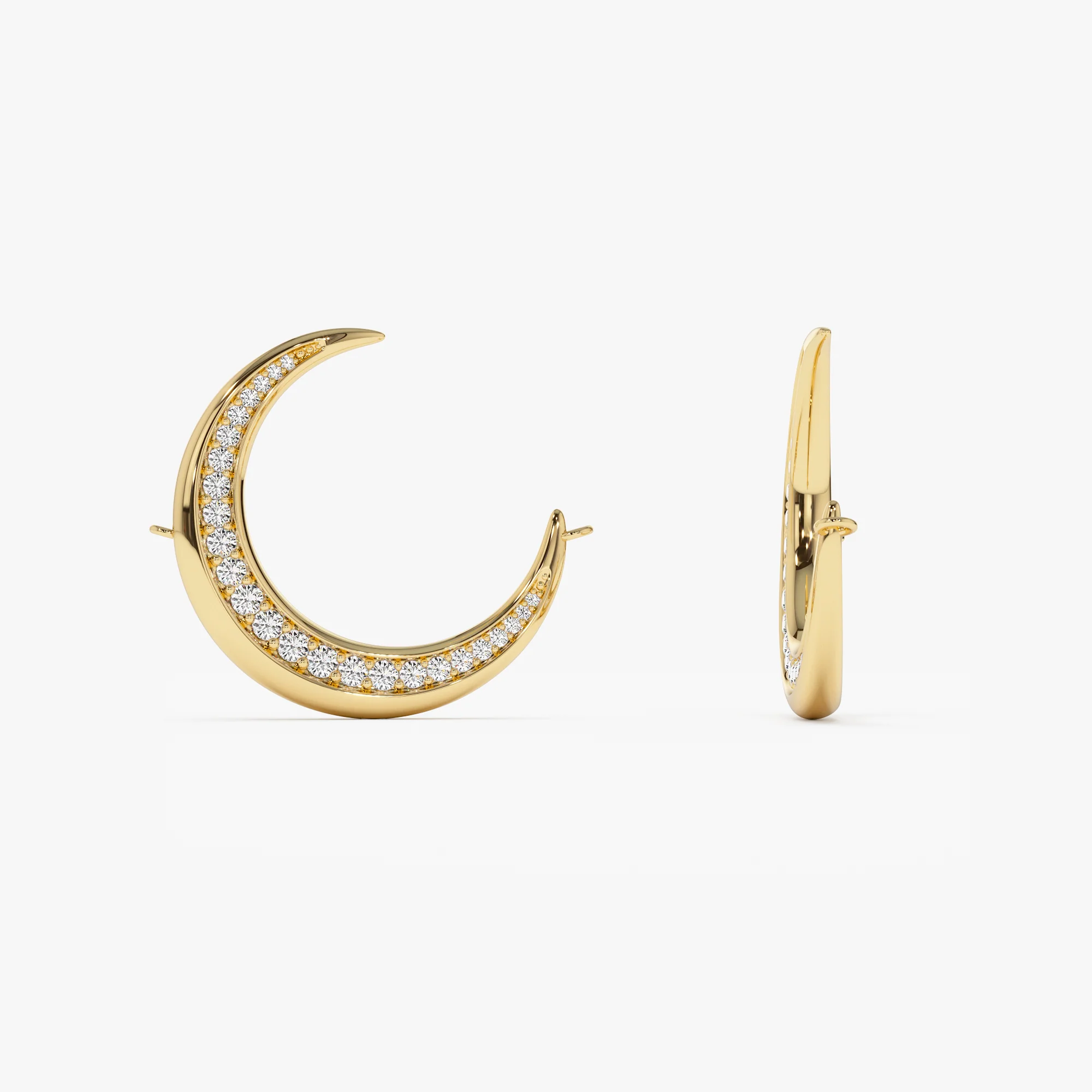 14k Large Diamond Crescent Moon Necklace - Image 8