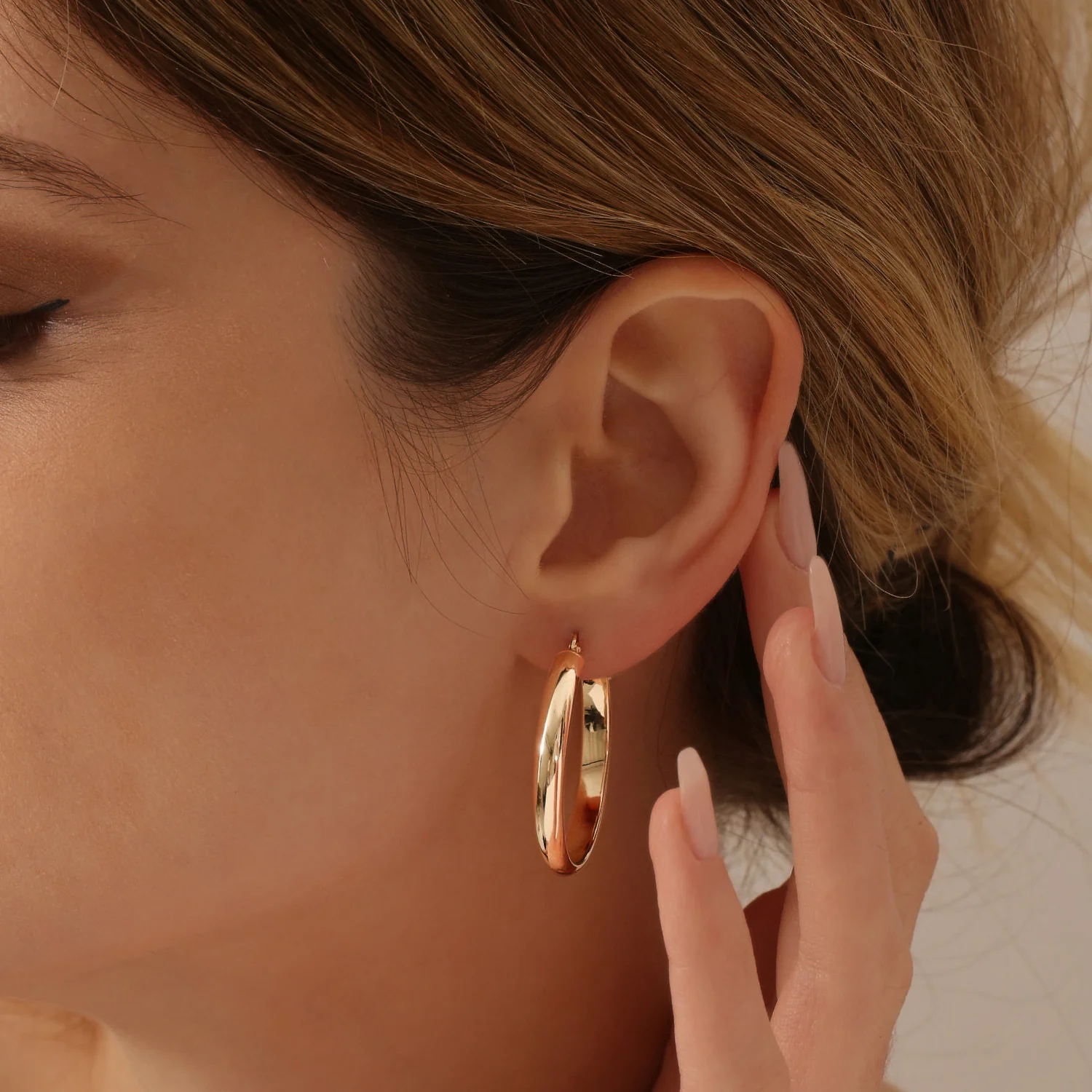 14k Large Gold Hoop Earrings 35MM - Image 3