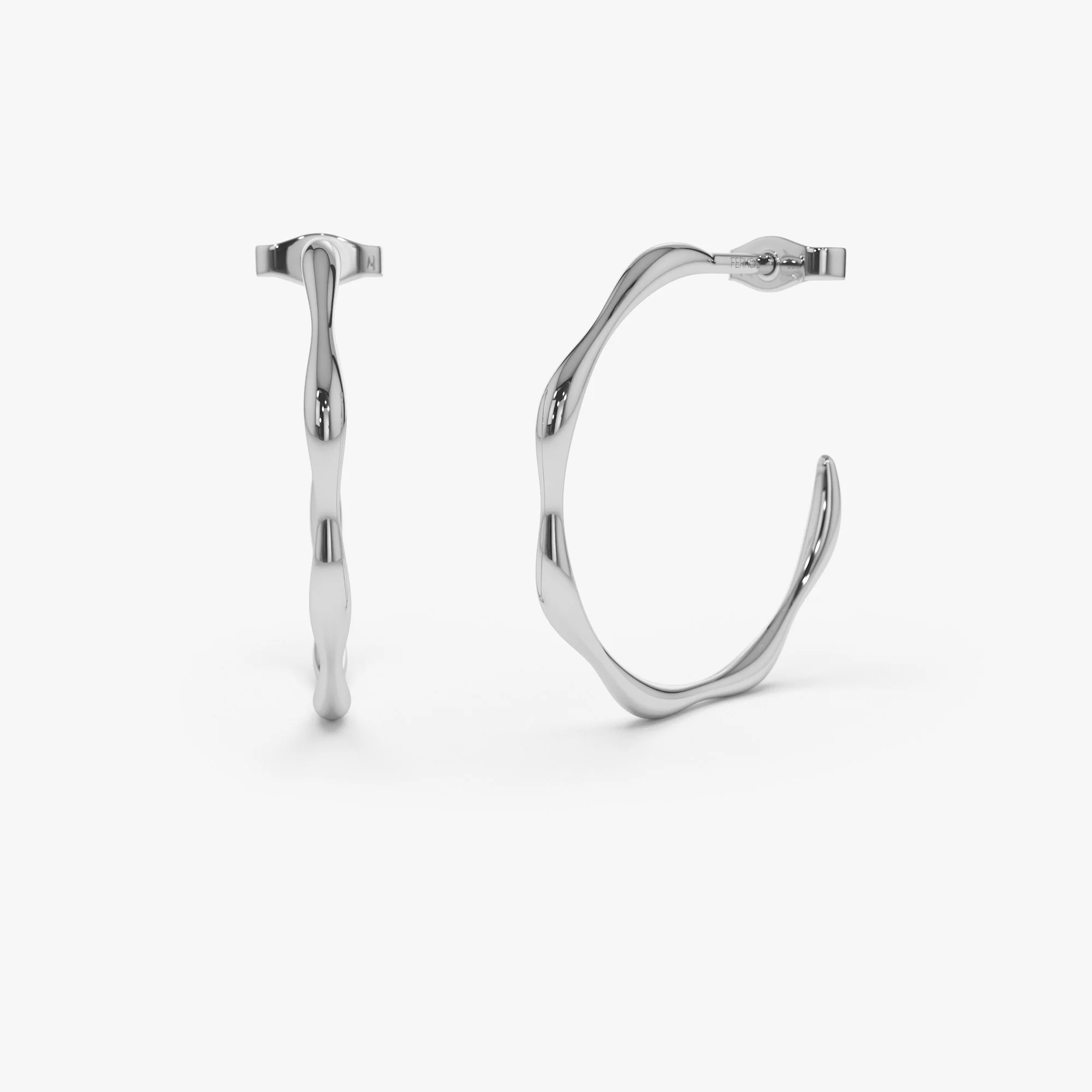 14k Large Wave Hoop Earrings - Image 7