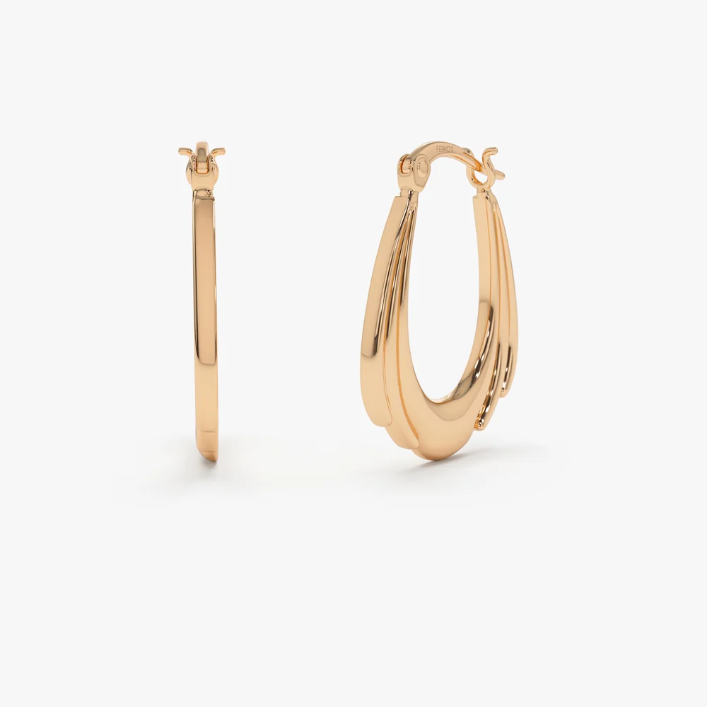 14k Layered Gold Earrings - Image 4