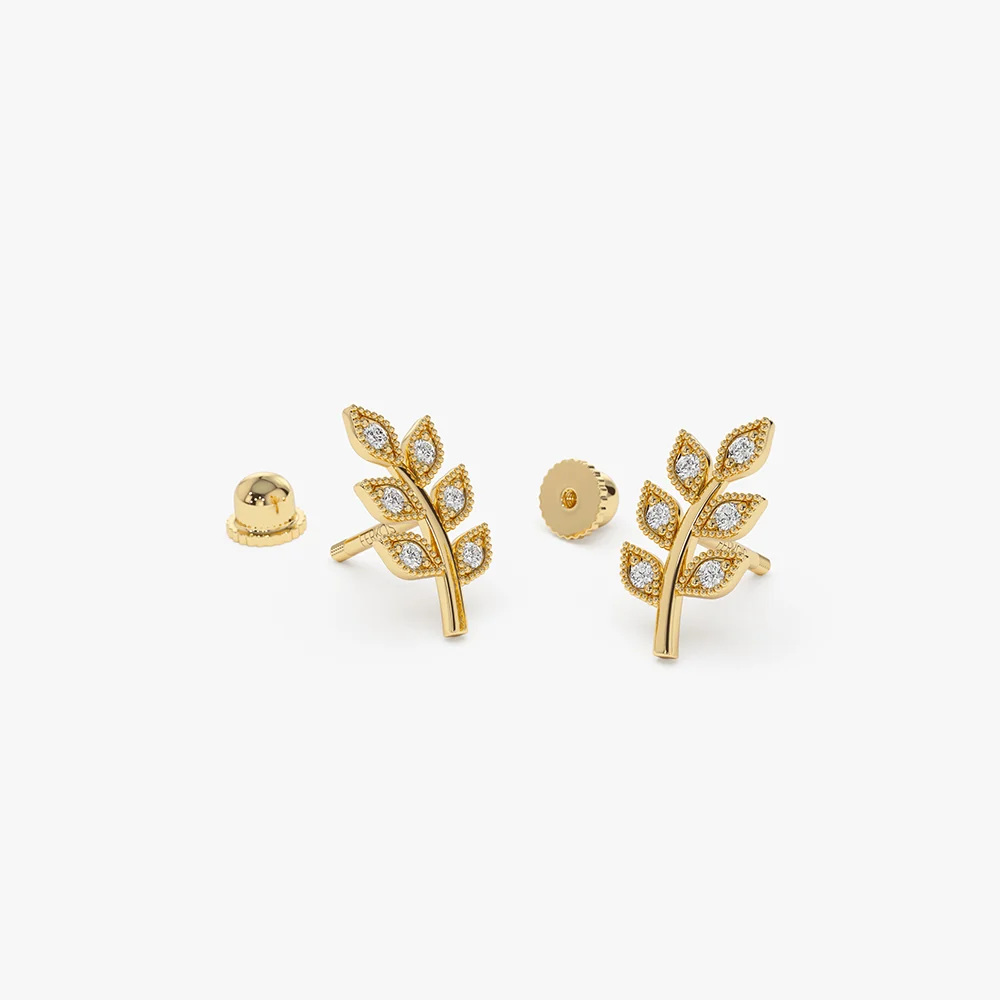 14k Leaf Diamond Helix Piercing - Image 6
