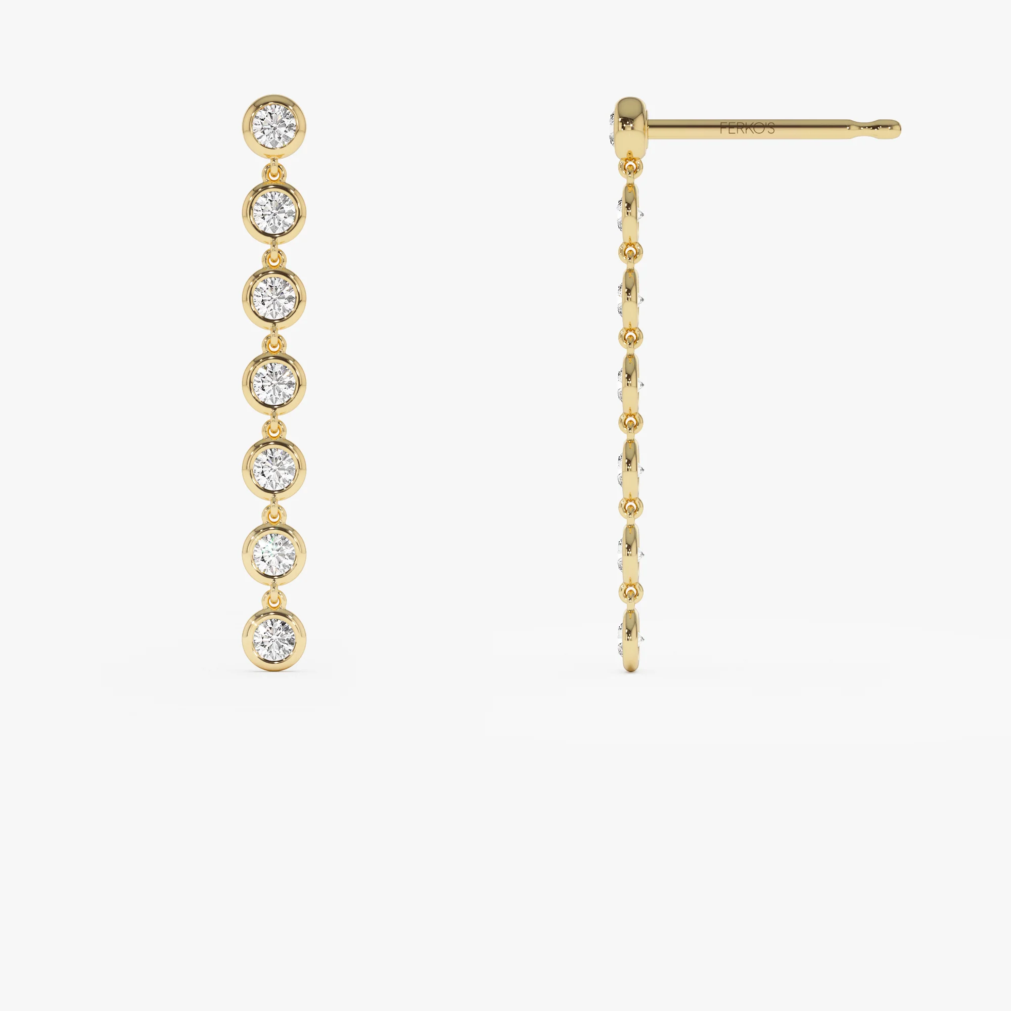 14k Long Diamond Drop Earrings - Image 5