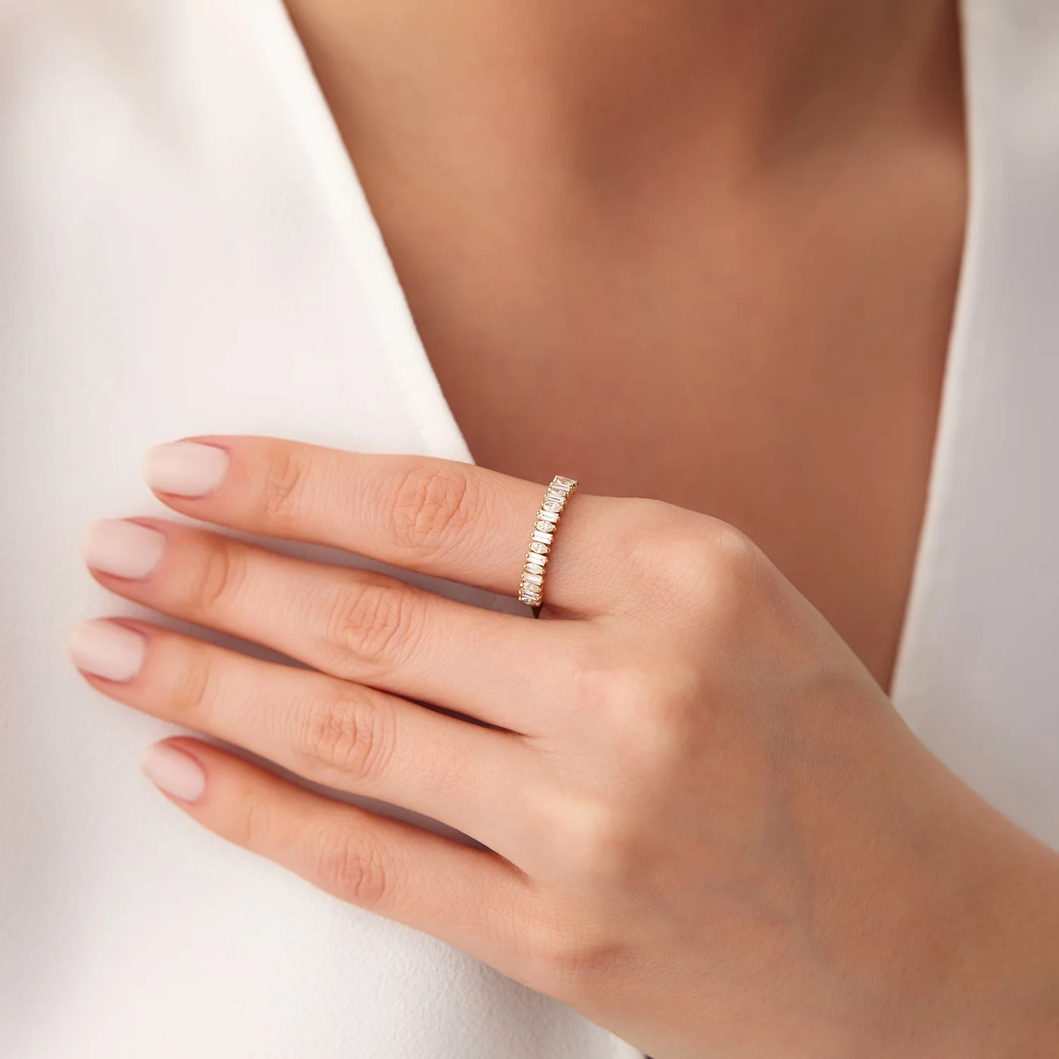 14k Marquise & Baguette Diamond Wedding Ring - Image 6