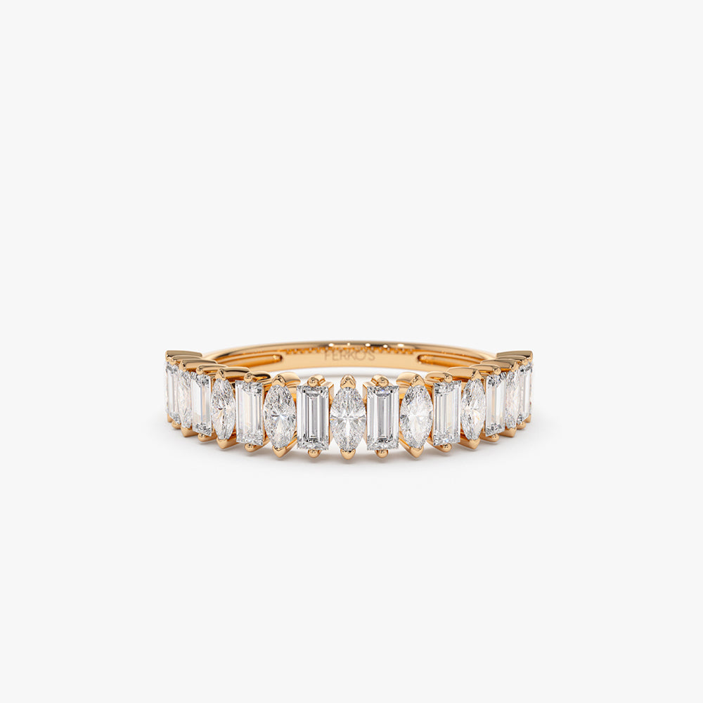 14k Marquise & Baguette Diamond Wedding Ring - Image 7