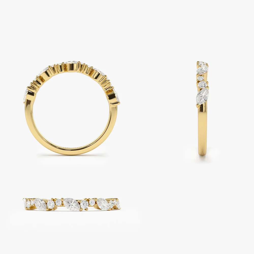 14k Marquise Cluster Stackable Wedding Ring - Image 10