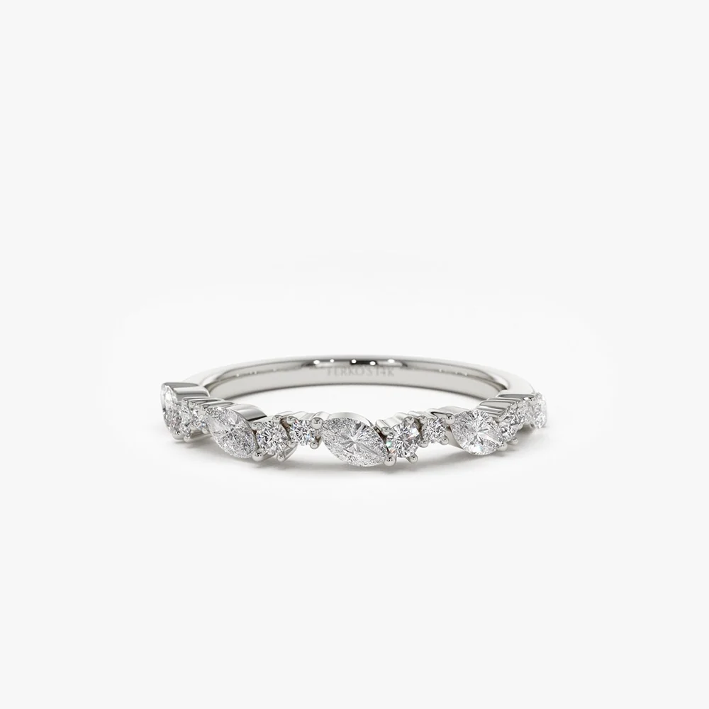 14k Marquise Cluster Stackable Wedding Ring - Image 8