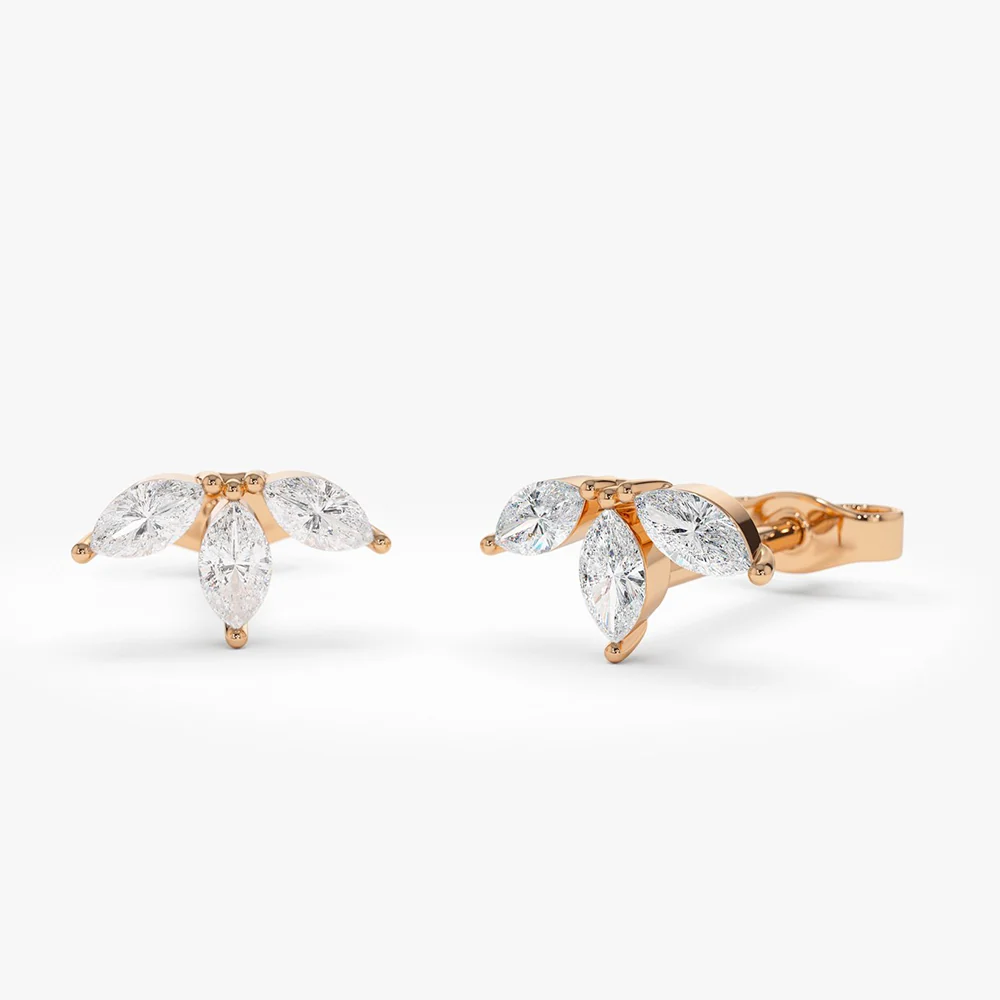 14k Marquise Crown Stud Earrings - Image 5