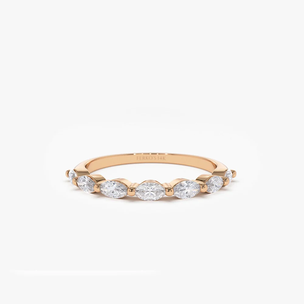 14k Marquise Cut Diamond Anniversary Band - Image 6
