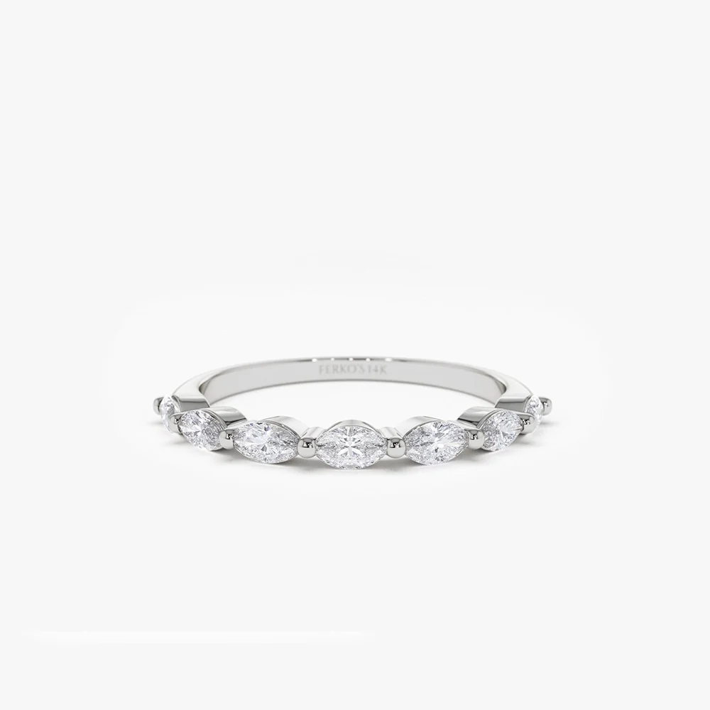 14k Marquise Cut Diamond Anniversary Band - Image 7