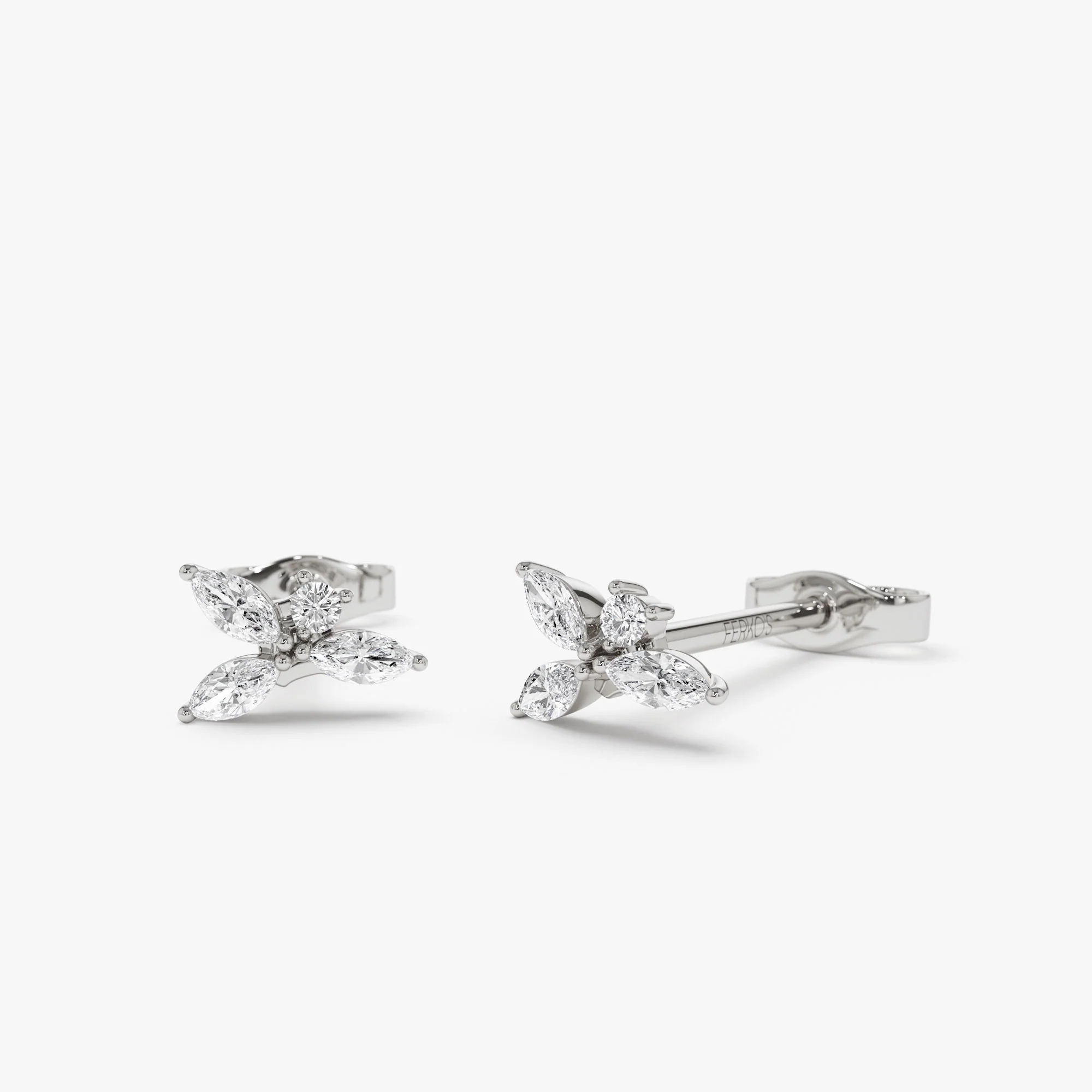 14K Marquise Diamond Cluster Studs - Image 5