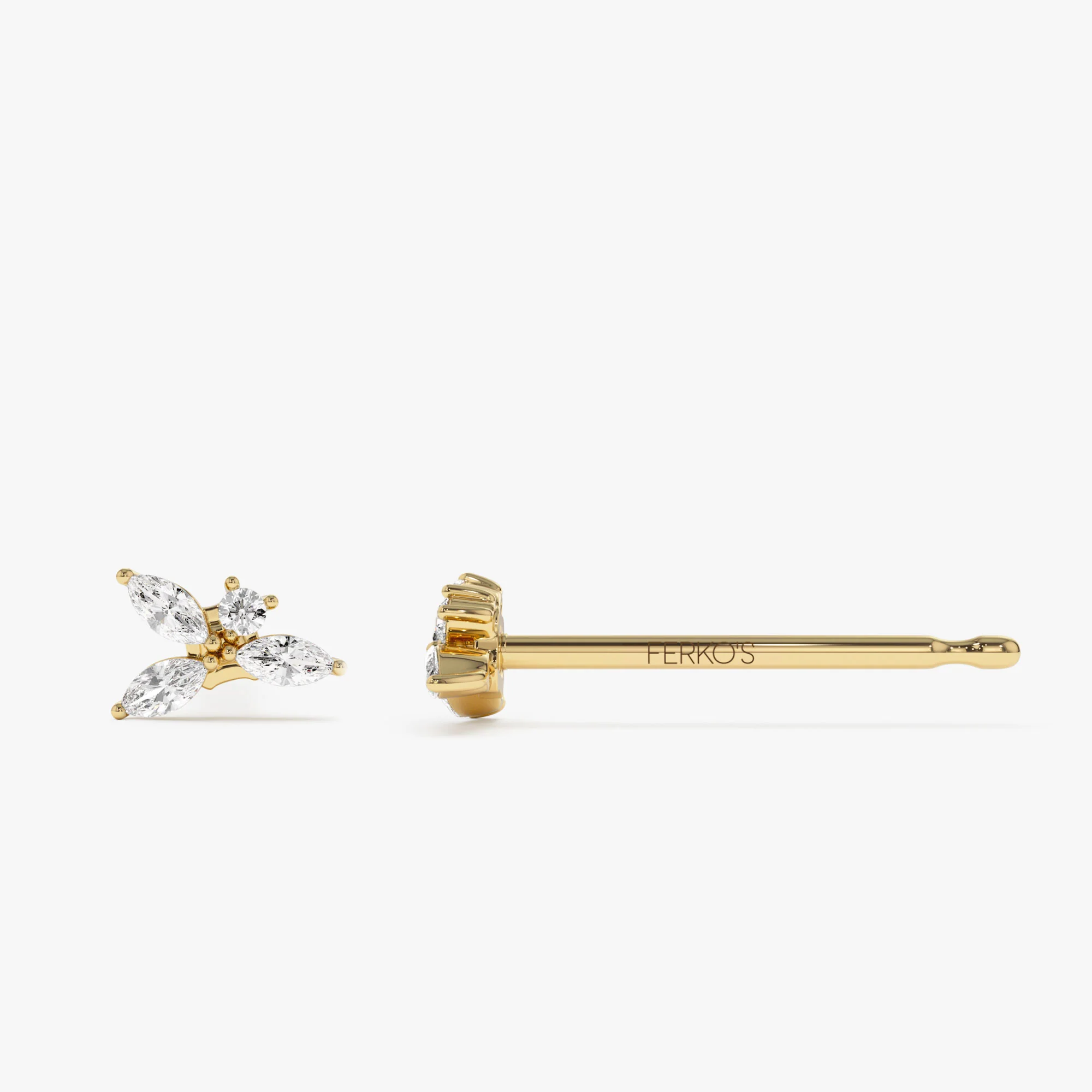 14K Marquise Diamond Cluster Studs - Image 7
