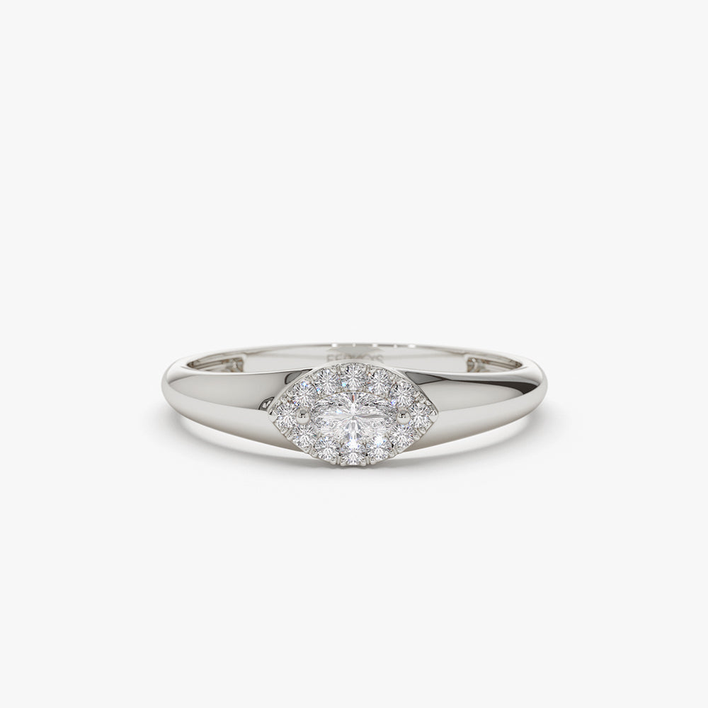 14K Marquise Diamond in Halo Setting Ring - Image 6