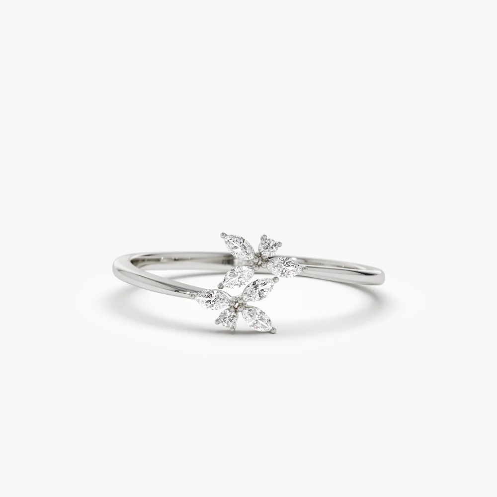 14k Marquise Diamond Trendy Stackable Ring - Image 6