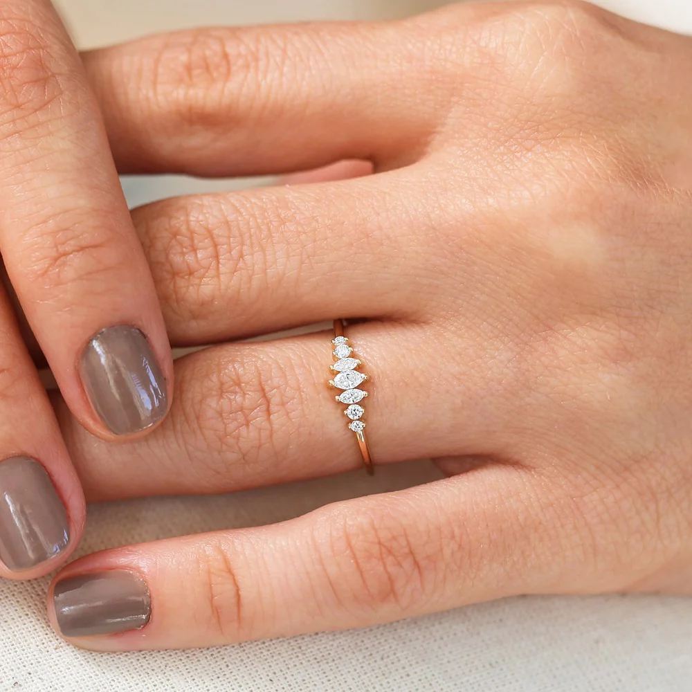 14k Marquise & Round Diamond Anniversary Band - Image 5