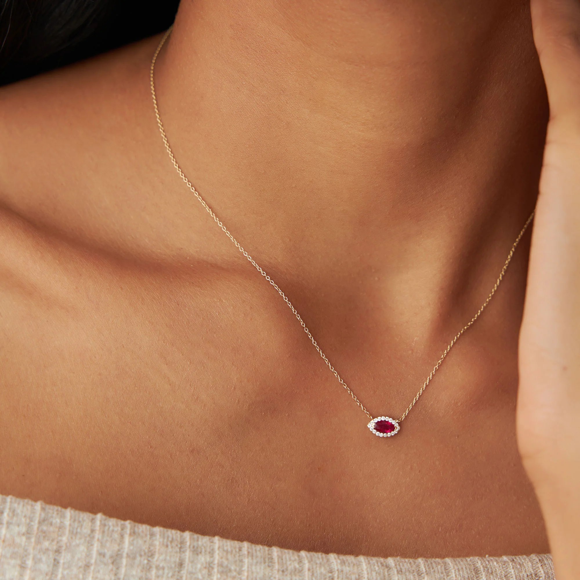 14k Marquise Ruby with Halo Diamond Setting - Image 4