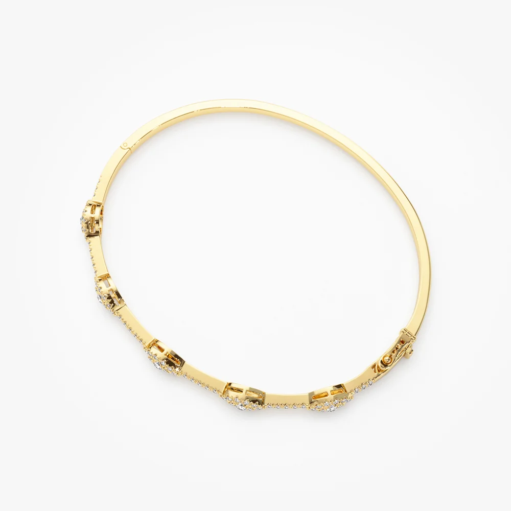 14k Marquise Shape Round Diamond Bangle Bracelet - Image 9