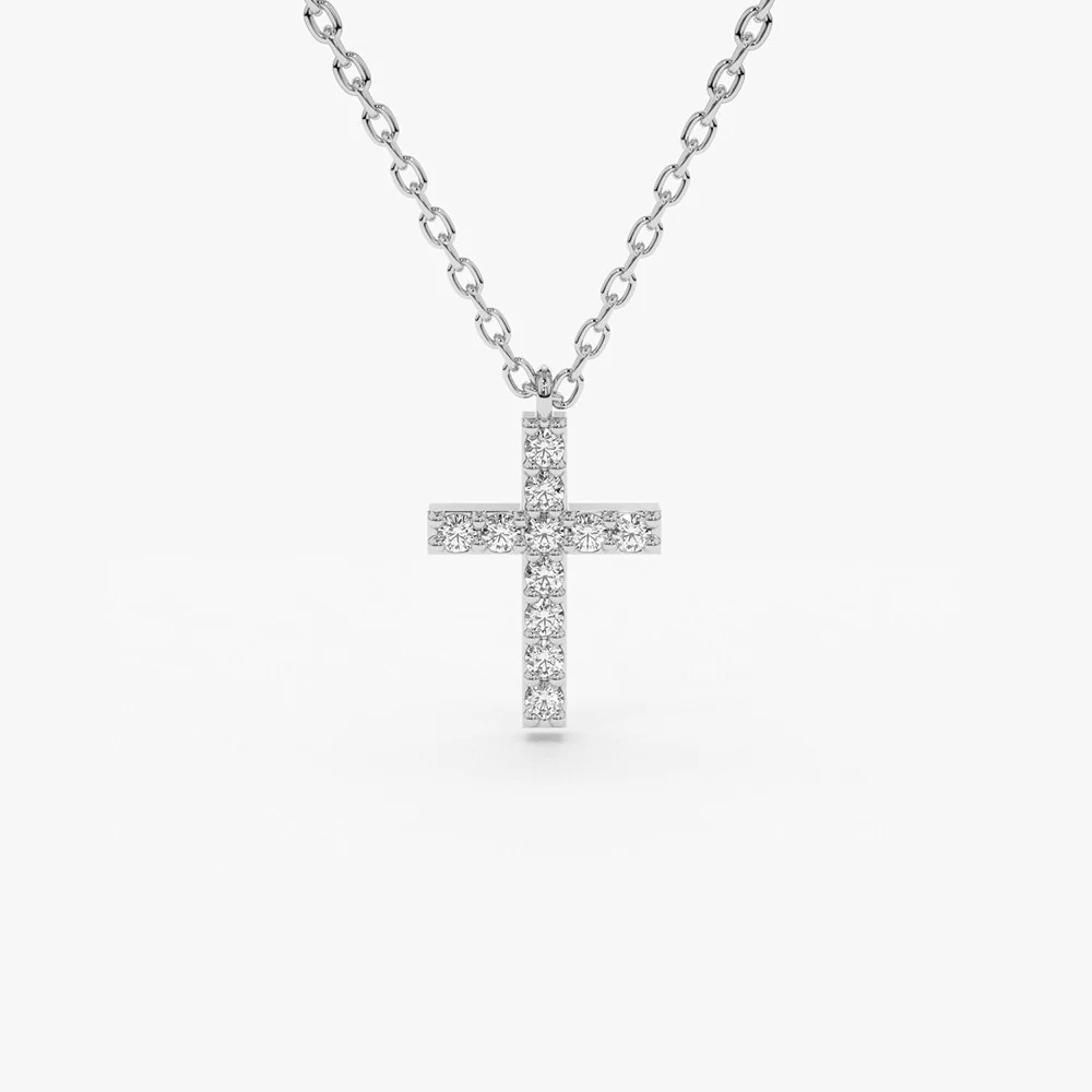 14K Gold Micro Pave Diamond Cross Necklace - Image 6
