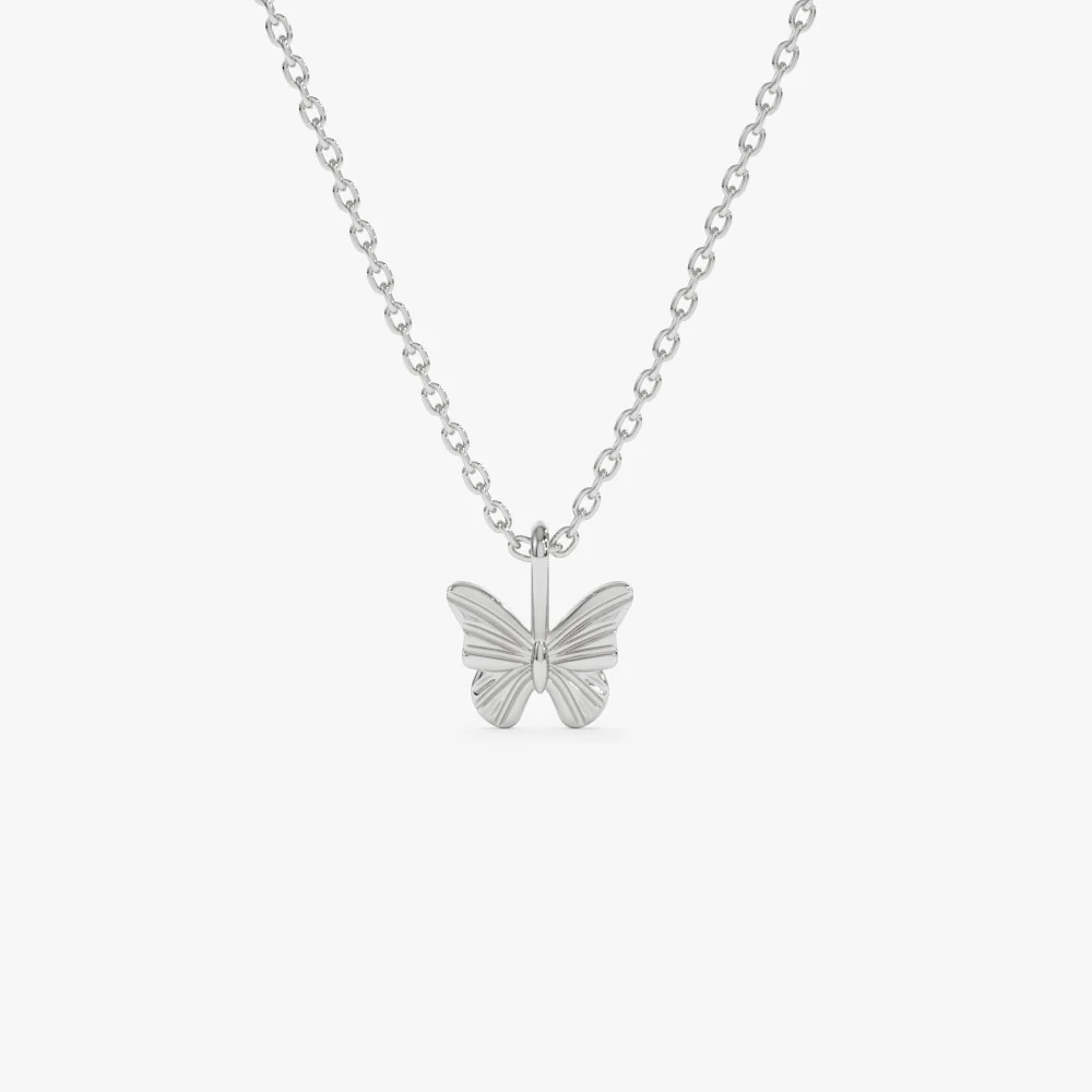 14k Mini Butterfly Charm Necklace - Image 7