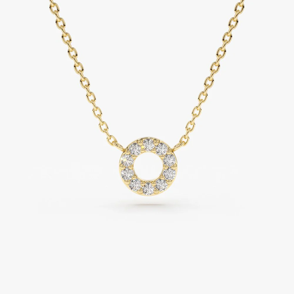 14K Gold Mini Diamond Circle Necklace