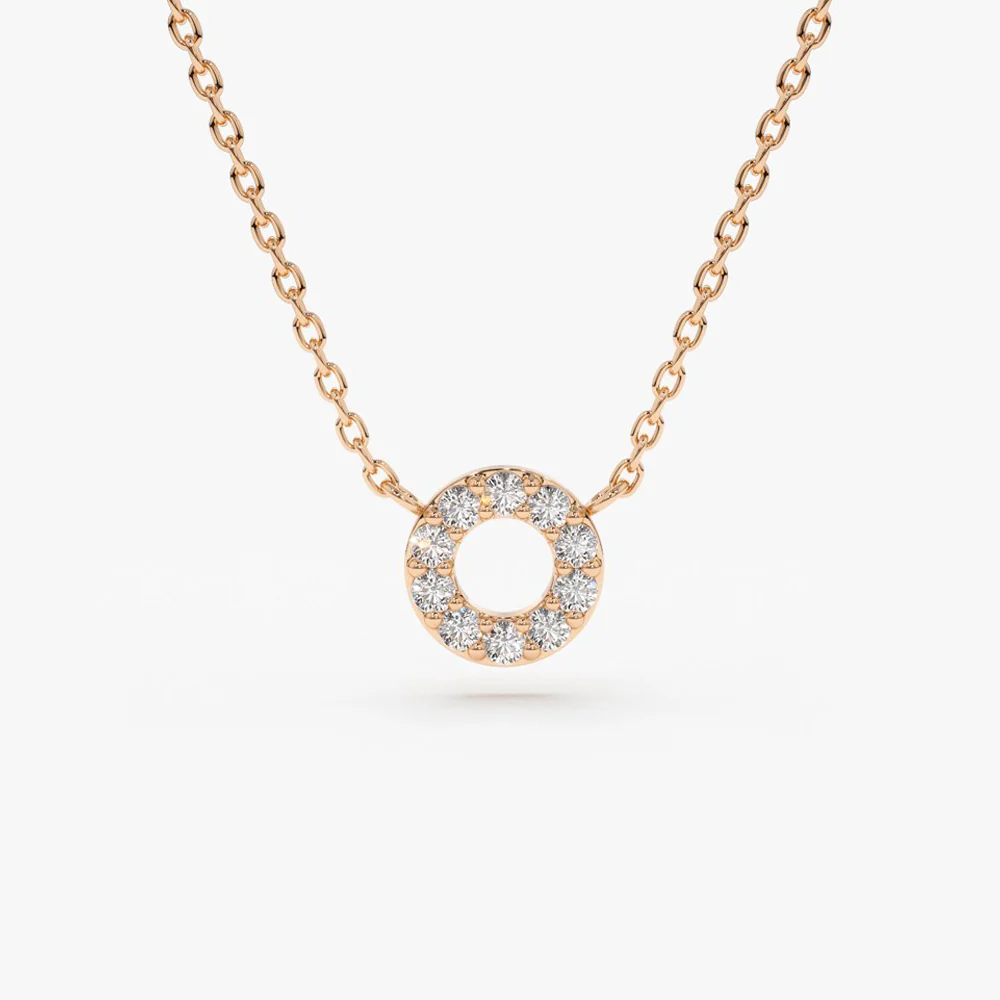 14K Gold Mini Diamond Circle Necklace - Image 6