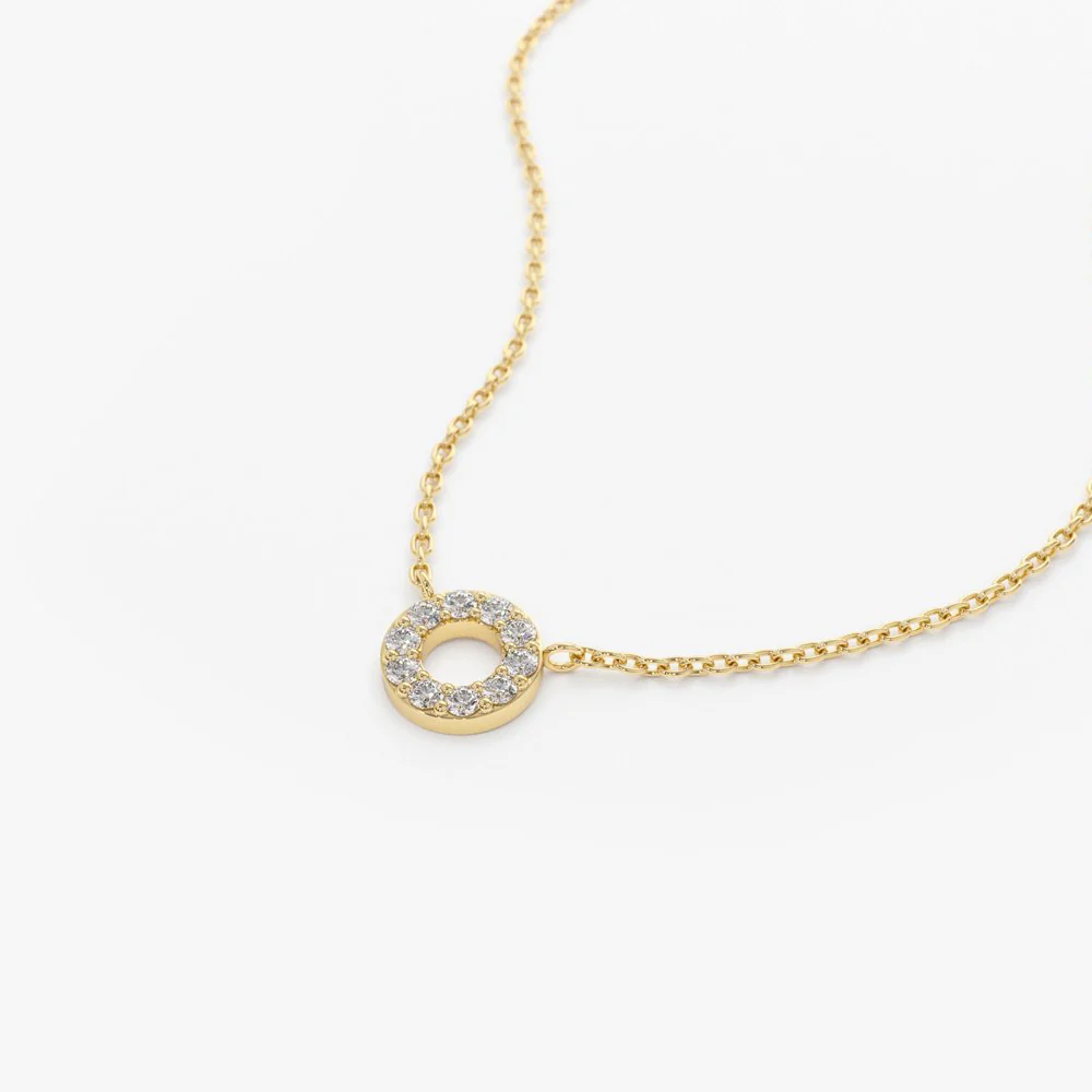 14K Gold Mini Diamond Circle Necklace - Image 8