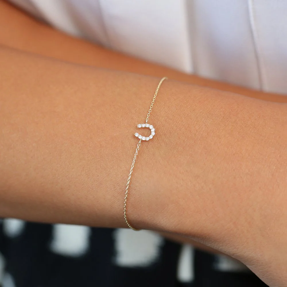 14k Mini Diamond Horseshoe Bracelet - Image 3