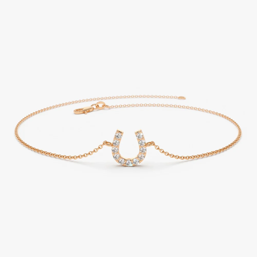 14k Mini Diamond Horseshoe Bracelet - Image 4