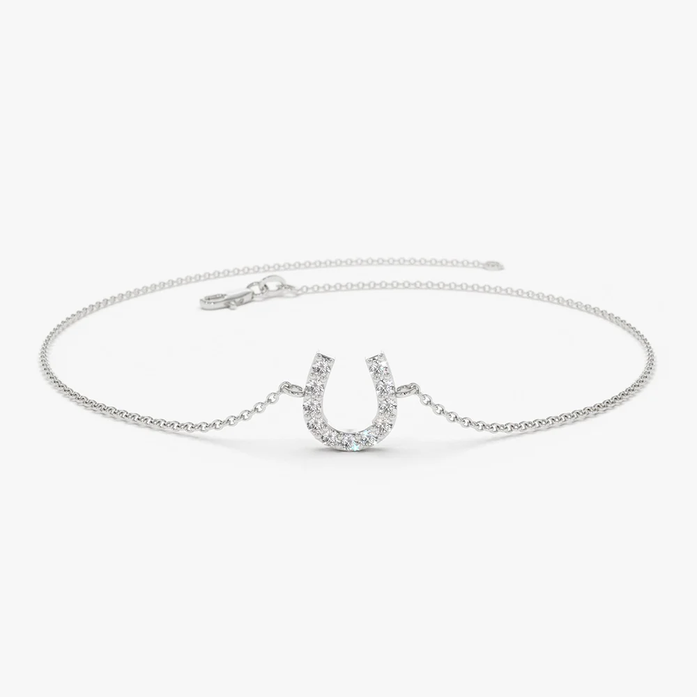 14k Mini Diamond Horseshoe Bracelet - Image 5