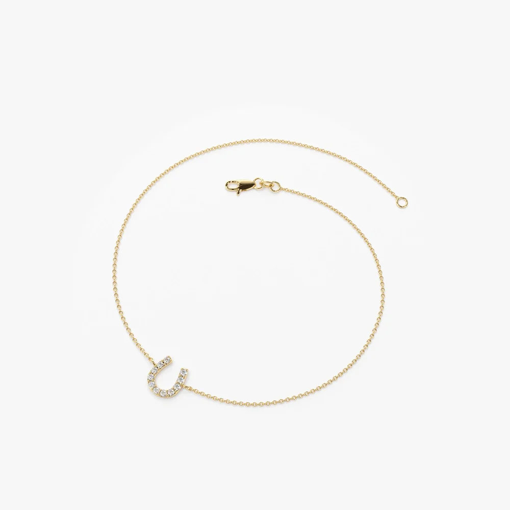 14k Mini Diamond Horseshoe Bracelet - Image 6