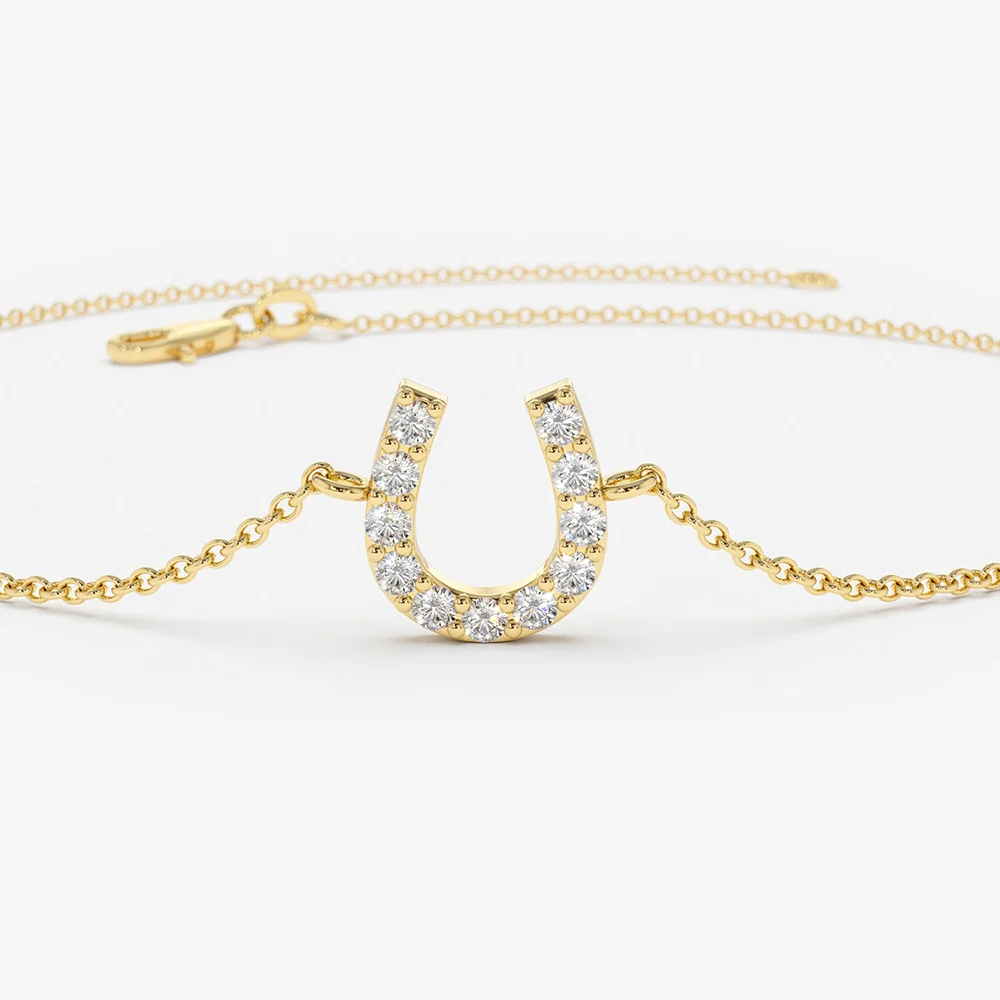 14k Mini Diamond Horseshoe Bracelet - Image 7