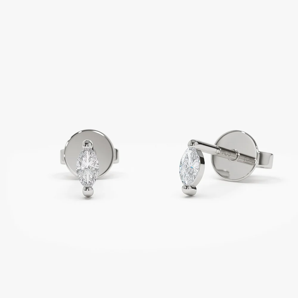 14k Mini Marquise Diamond Studs - Image 5