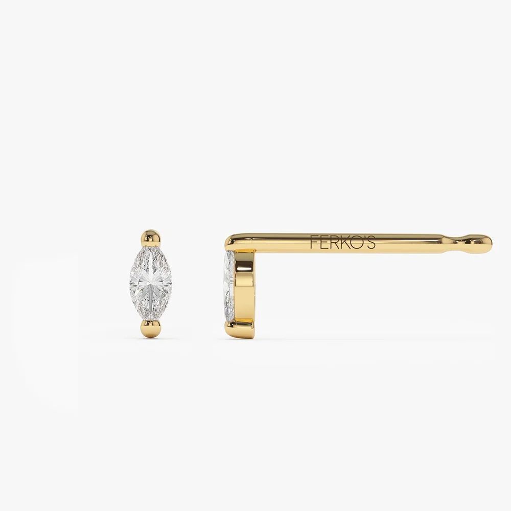 14k Mini Marquise Diamond Studs - Image 6