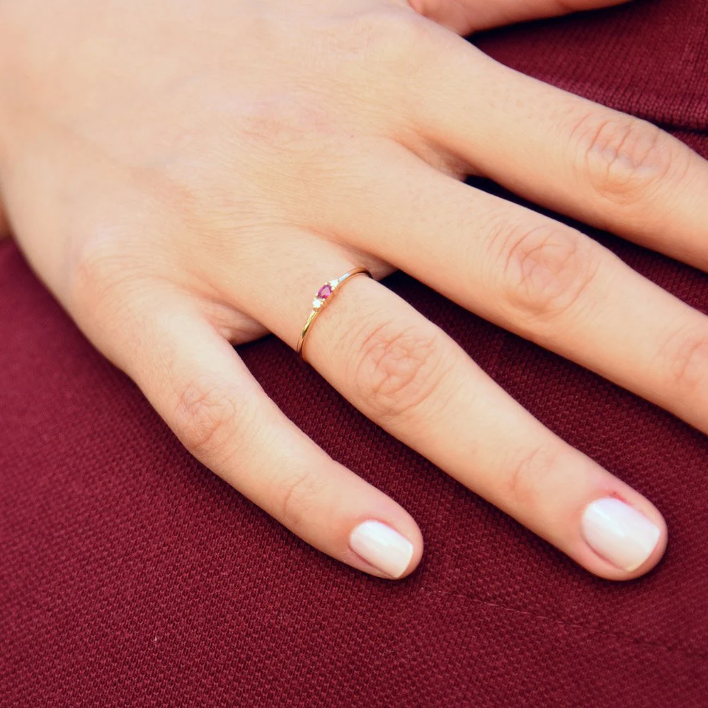 14K Mini Oval Emerald Ring with Diamonds - Image 3