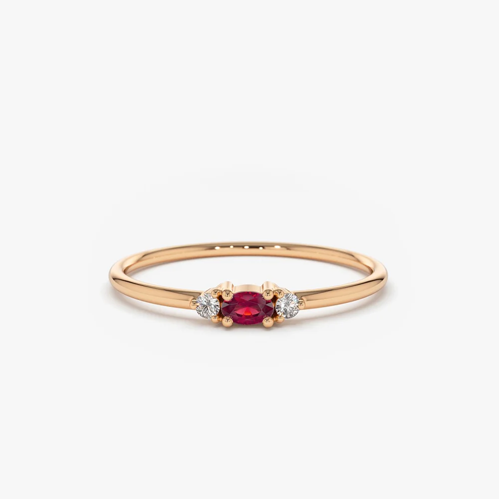 14K Mini Oval Ruby Ring with Diamonds - Image 5