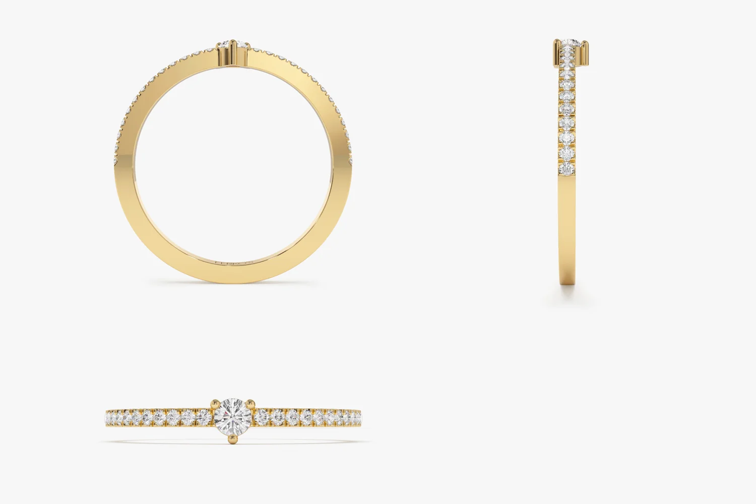 14k Minimalist Pave Diamond Stacking Ring - Image 10