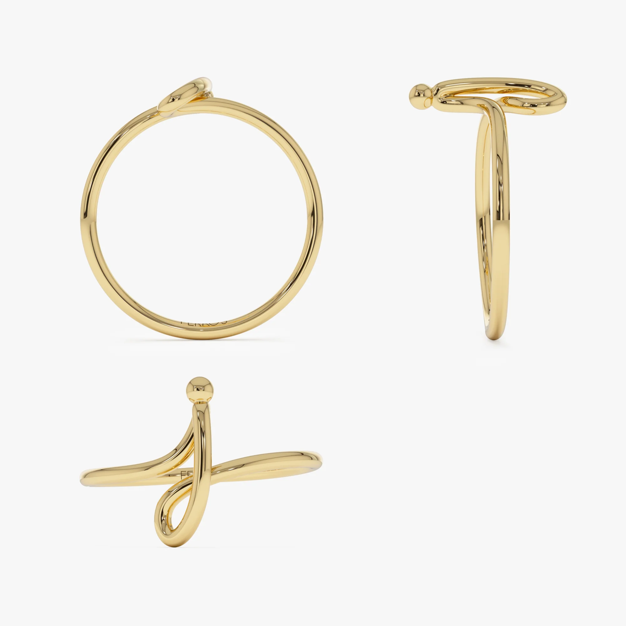 14K Minimalist Wire Letter Ring - Image 11